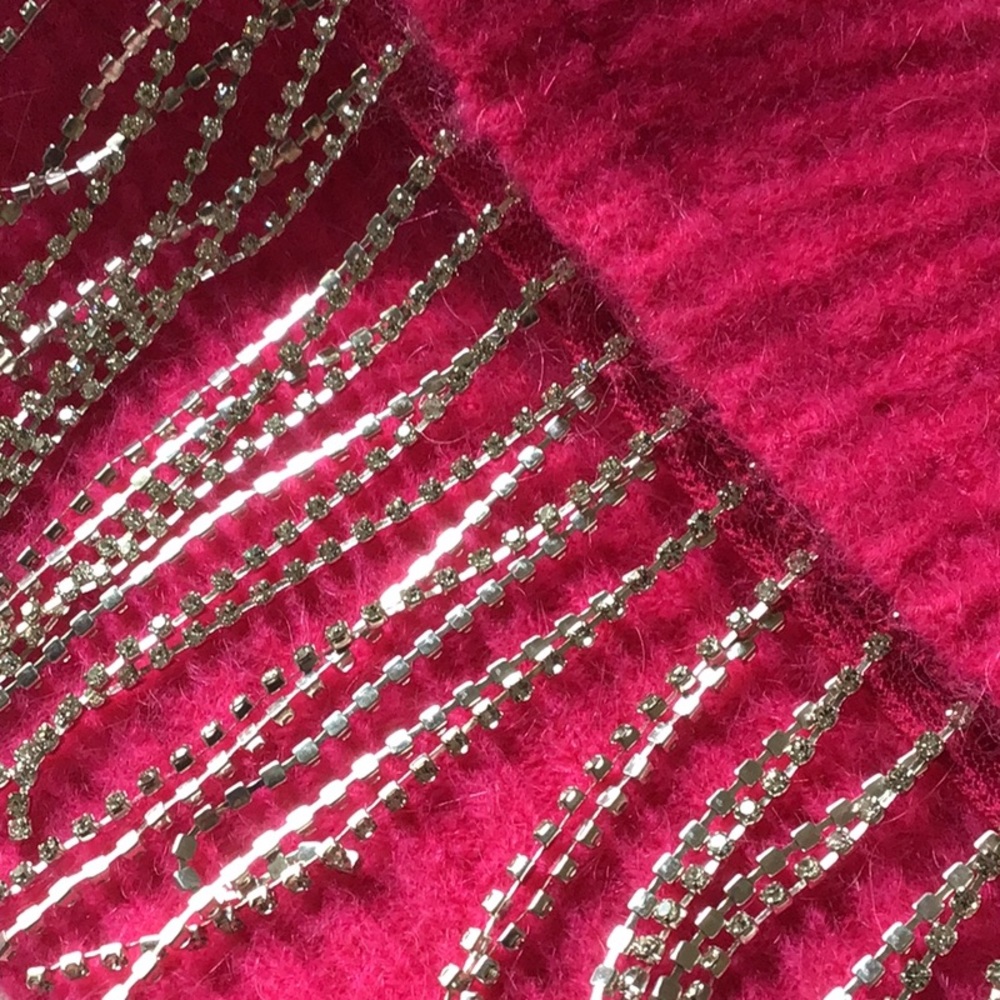 House of Harlow 1960 | Fuchsia Rhinestone Detail Sweater | Hot Pink Barbie Pink - Picture 6 of 12